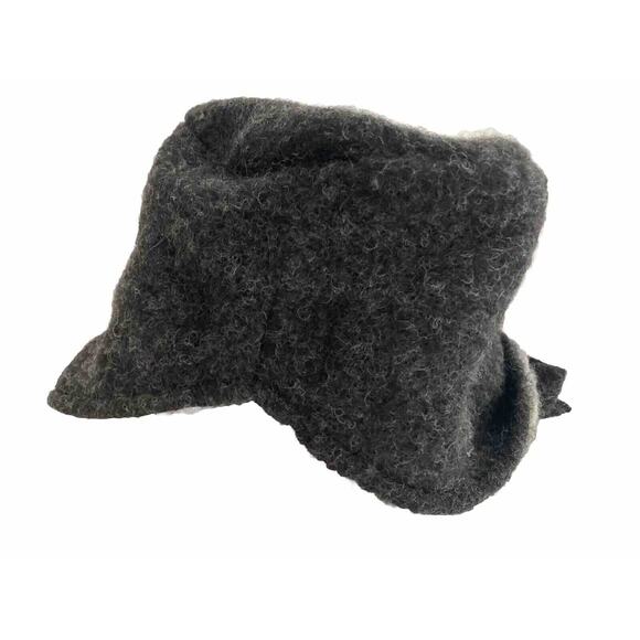La Fenice Florence Italy Wool Blend Scrunchy Cloche Hat Bow Gray Made in Italy - Picture 4 of 7
